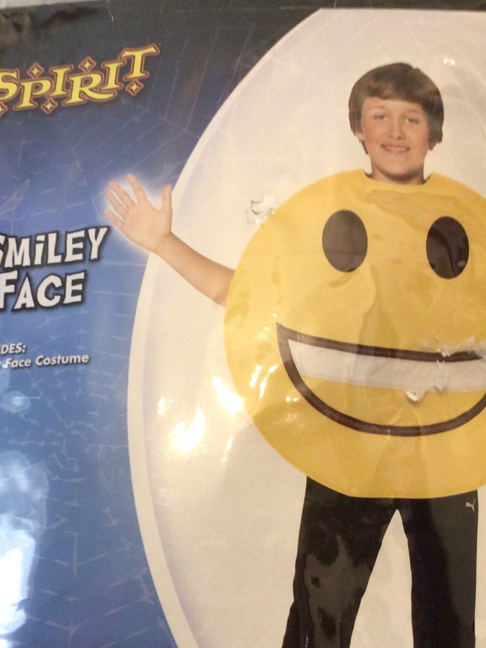 Spirit Yellow and Black Smiley Face Kids Costume